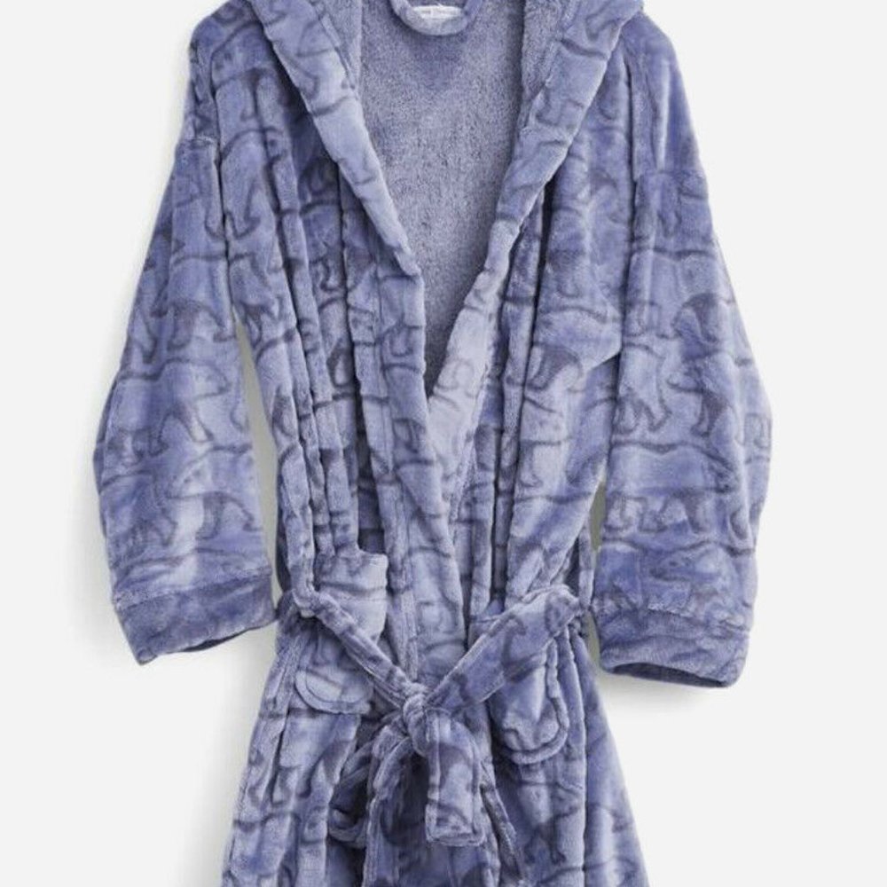 🎉HP 🎉Vera Bradley Hooded Fleece Robe Beary Merry-Cool Blue
